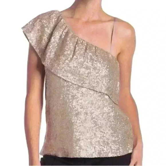 BB Dakota Women's Medium M Sequin One Shoulder Shirt NWT - Picture 1 of 3